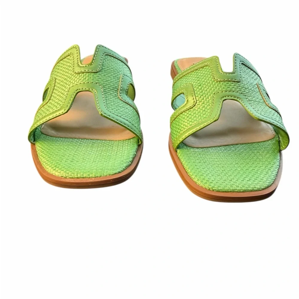 Steve Madden Green Slide Sandals Square Toe Size 6.5 New